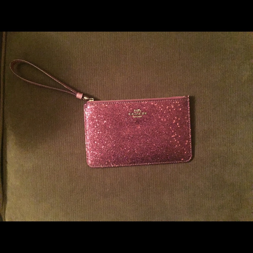 Glitter pink stars Coach wristlet